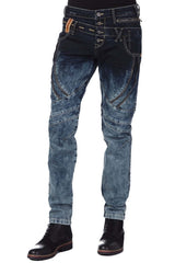 CD244A Men's comfortable jeans with stylish double waistband