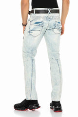 CD272 Men's comfortable jeans with embroidered seams in straight fit