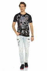 CD272 Men's comfortable jeans with embroidered seams in straight fit