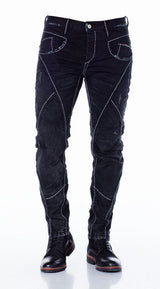 CD288 Men's comfortable jeans with washes in straight fit