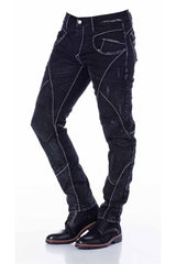 CD288 Men's comfortable jeans with washes in straight fit