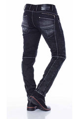 CD288 Men's comfortable jeans with washes in straight fit