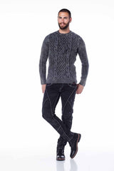 CD288 Men's comfortable jeans with washes in straight fit