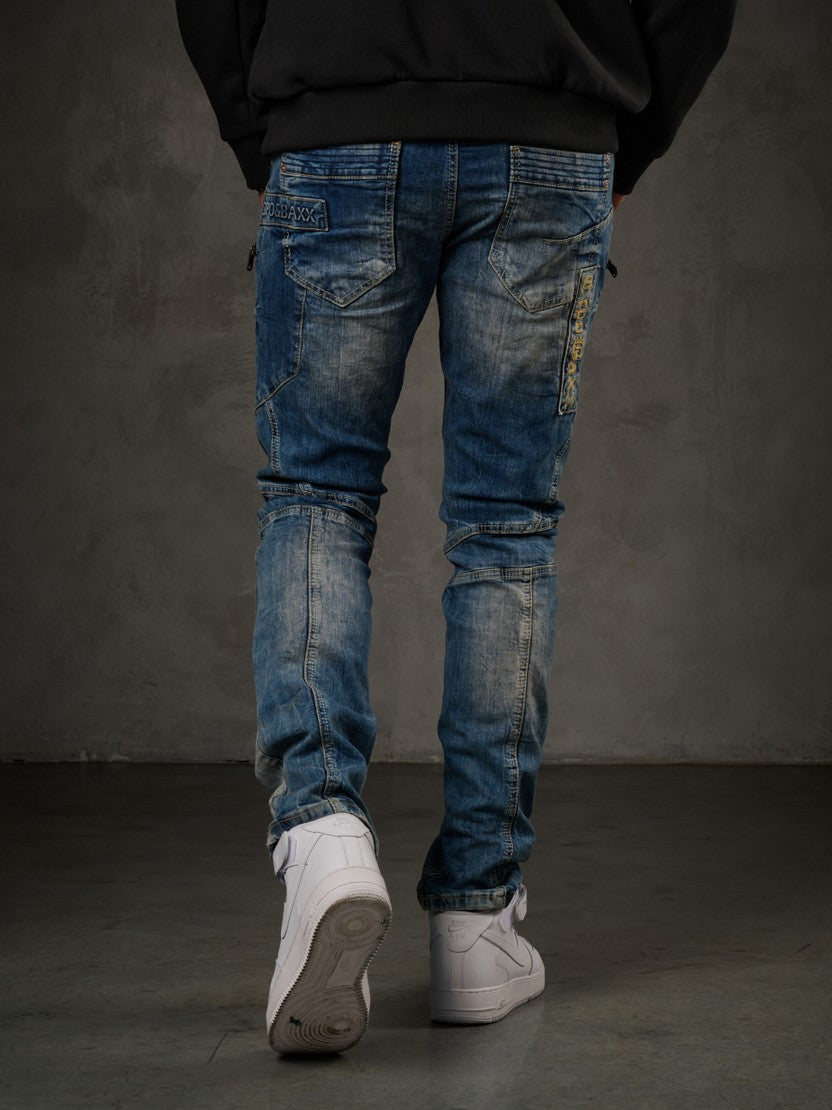 CD293 Men's comfortable biker-style jeans in straight fit