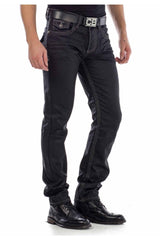CD295 Men's comfortable jeans in a glossy matte look in straight fit