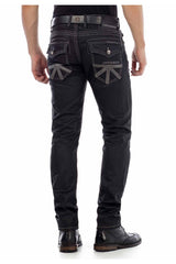 CD295 Men's comfortable jeans in a glossy matte look in straight fit