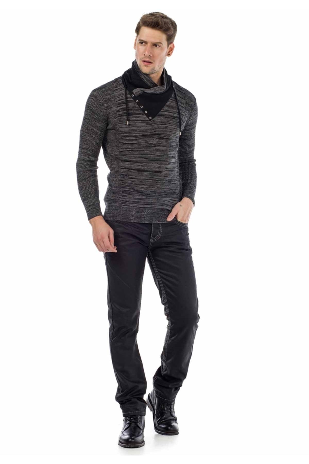 CD295 Men's comfortable jeans in a glossy matte look in straight fit