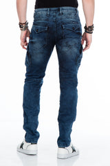 CD369 Men's skinny jeans with cool appliqués