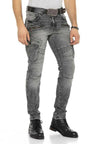 CD369 Men's skinny jeans with cool appliqués
