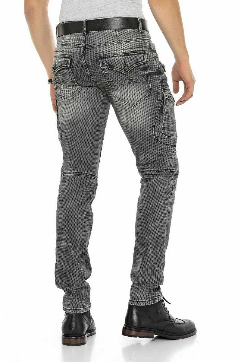 CD369 Men's skinny jeans with cool appliqués