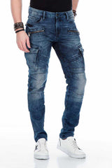 CD369 Men's skinny jeans with cool appliqués