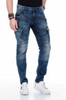 CD369 Men's skinny jeans with cool appliqués