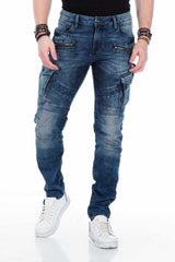 CD369 Men's skinny jeans with cool appliqués