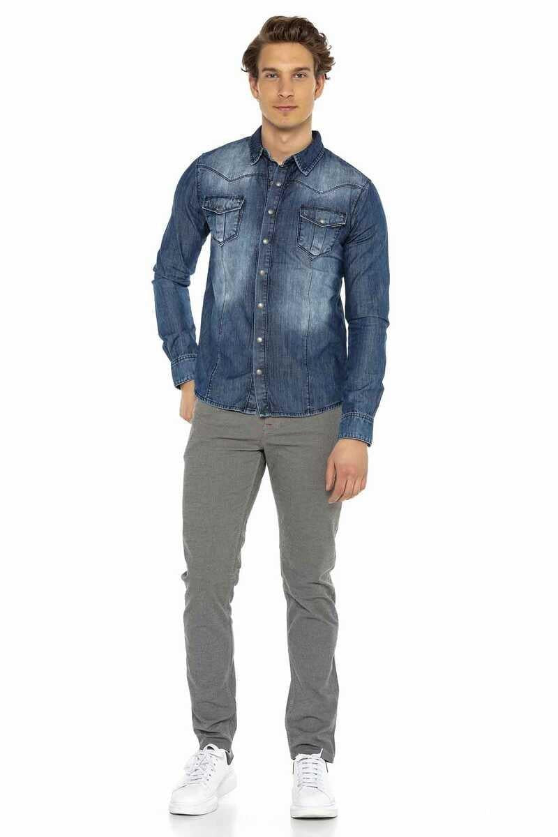 CD372B Men's fabric trousers in a fashionable straight fit