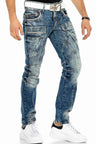 CD391 Men's comfortable jeans with contrast stitching and side pockets