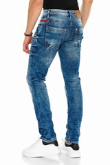 CD394 Men's slim-fit jeans in a washed design