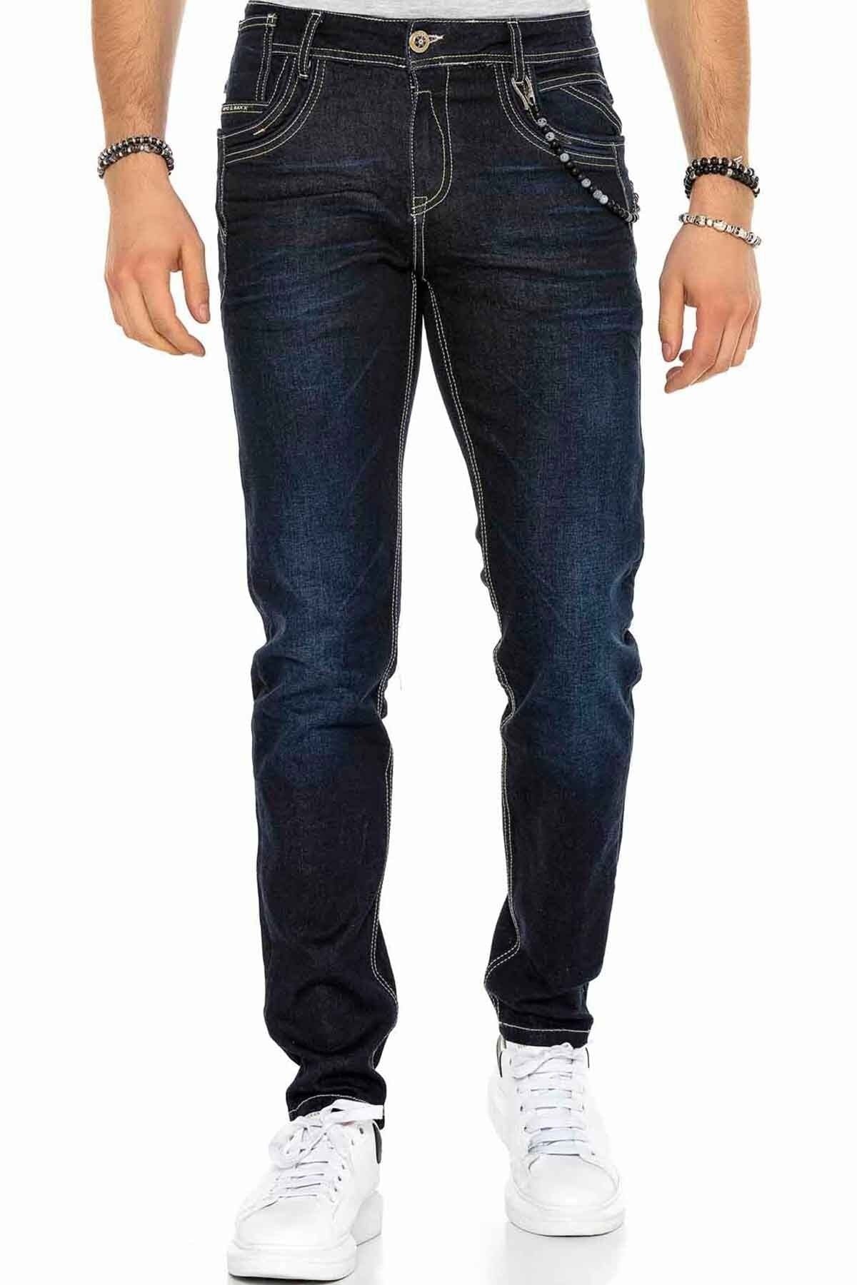 CD395 Men's comfortable jeans with stylish contrast stitching in straight fit