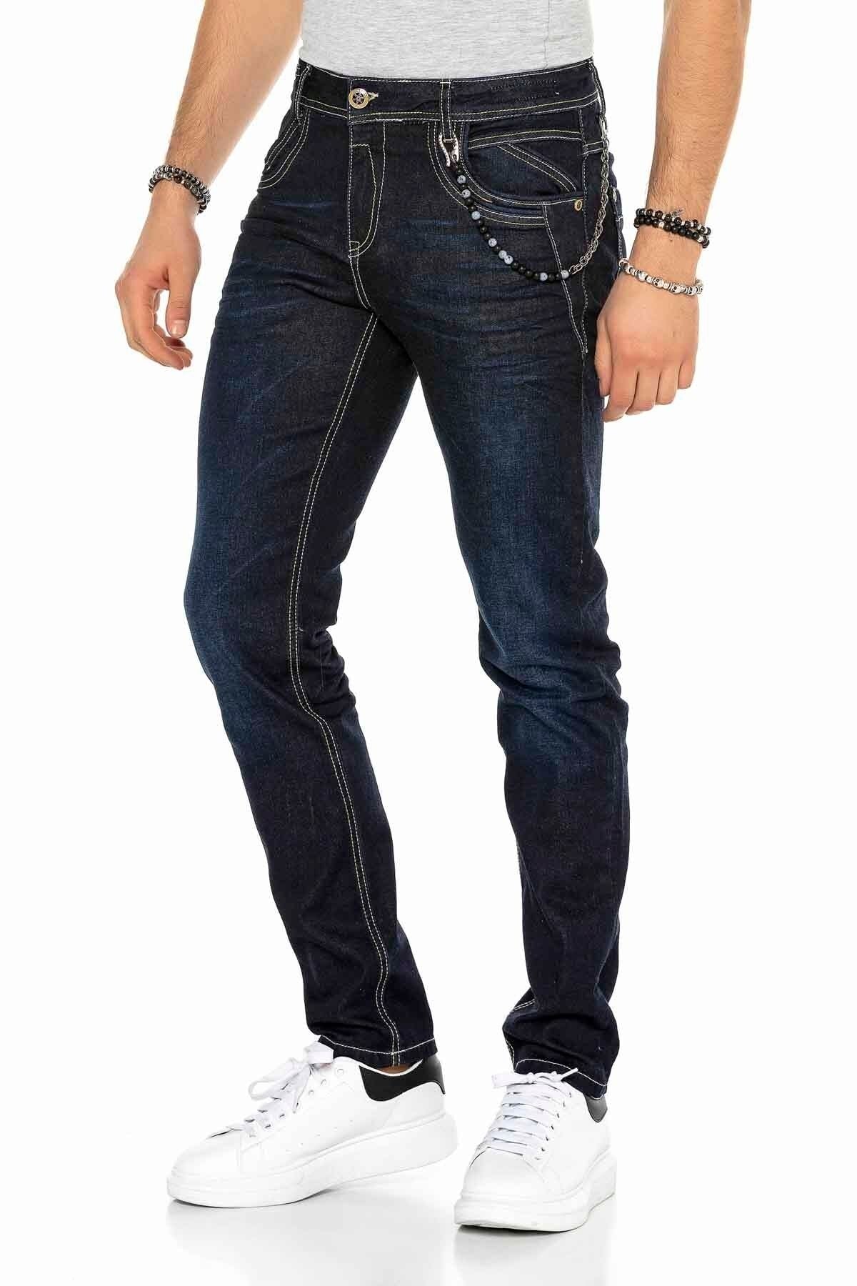 CD395 Men's comfortable jeans with stylish contrast stitching in straight fit