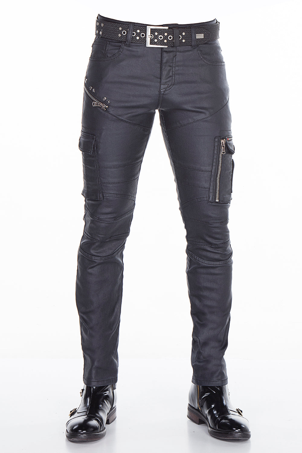 CD405 Men's comfortable jeans with cool decorative zippers in straight fit