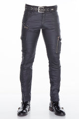 CD405 Men's comfortable jeans with cool decorative zippers in straight fit