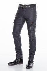 CD405 Men's comfortable jeans with cool decorative zippers in straight fit