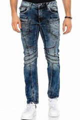 CD418 Men's comfortable jeans with trendy decorative seams in straight fit