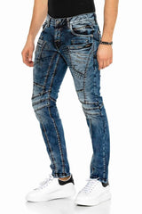 CD418 Men's comfortable jeans with trendy decorative seams in straight fit