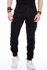 CD422 Men's Jeans Cargo Trousers with Elastic Hem