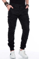 CD422 Men's Jeans Cargo Trousers with Elastic Hem