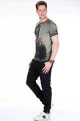 CD422 Men's Jeans Cargo Trousers with Elastic Hem