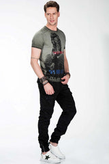 CD422 Men's Jeans Cargo Trousers with Elastic Hem
