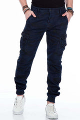 CD422 Men's Jeans Cargo Trousers with Elastic Hem