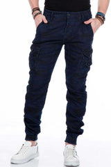 CD422 Men's Jeans Cargo Trousers with Elastic Hem