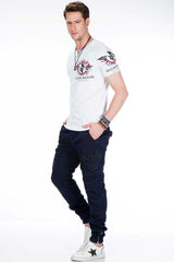 CD422 Men's Jeans Cargo Trousers with Elastic Hem