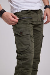 CD424 Men's cargo trousers in trendy biker style