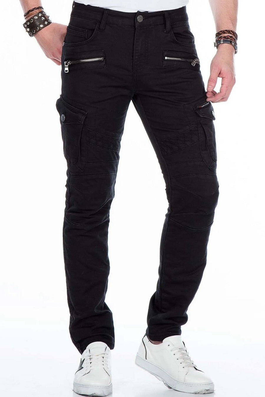 CD424 Men's cargo trousers in trendy biker style
