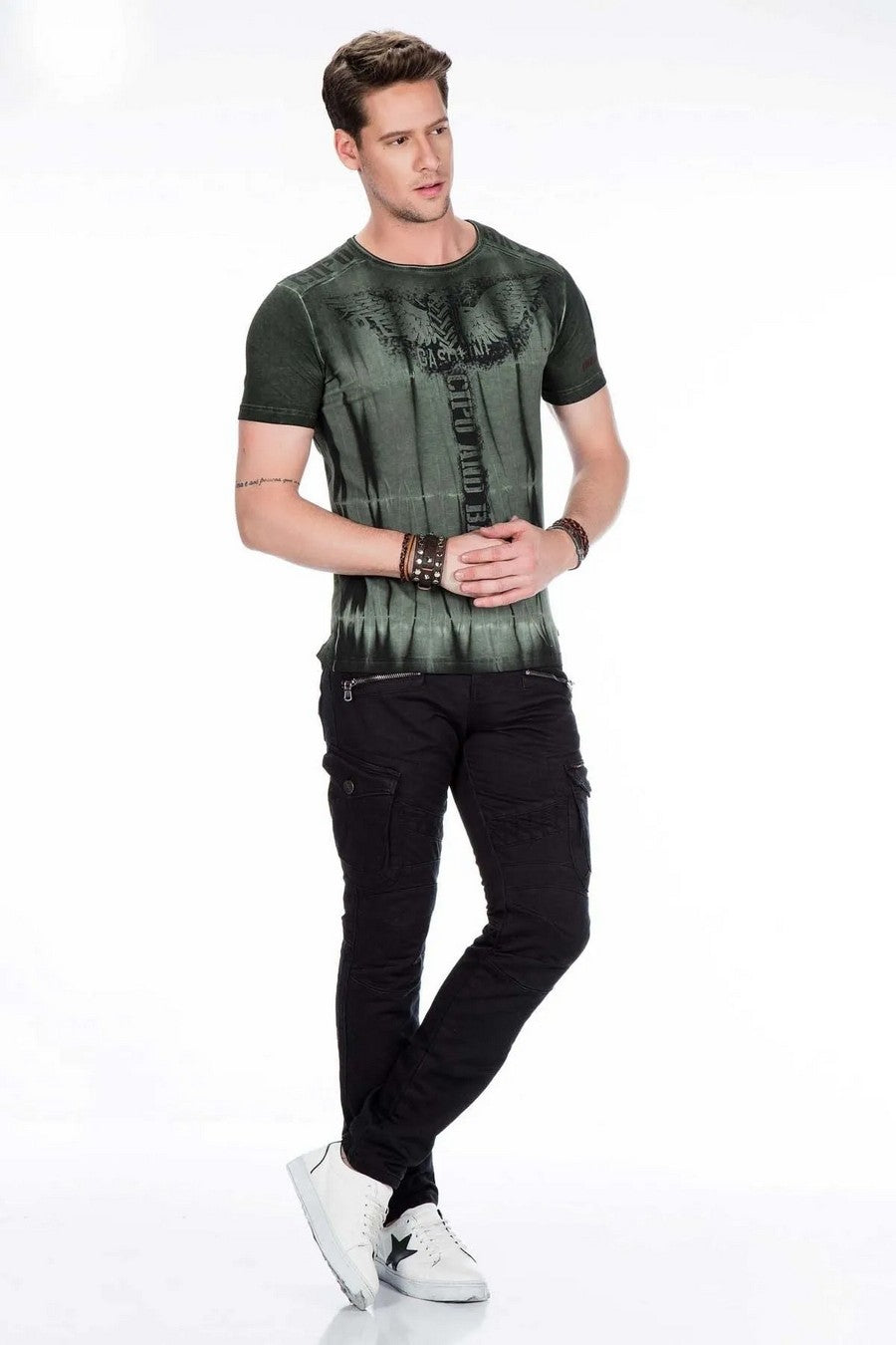CD424 Men's cargo trousers in trendy biker style