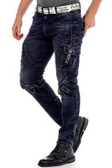 CD440 Men's Slim-Fit Jeans with Buckle Closure in Straight Fit