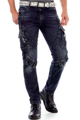 CD440 Men's Slim-Fit Jeans with Buckle Closure in Straight Fit