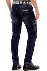 CD440 Men's Slim-Fit Jeans with Buckle Closure in Straight Fit
