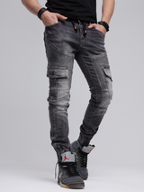 CD446 Men's slim-fit jeans with elasticated cuffs at the hem