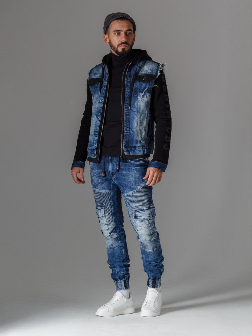 CD446 Men's slim-fit jeans with elasticated cuffs at the hem