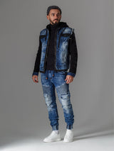 CD446 Men's slim-fit jeans with elasticated cuffs at the hem