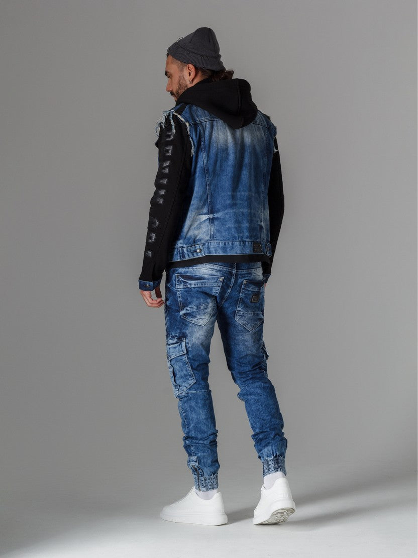 CD446 Men's slim-fit jeans with elasticated cuffs at the hem