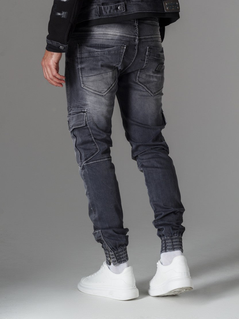 CD446 Men's slim-fit jeans with elasticated cuffs at the hem