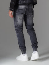 CD446 Men's slim-fit jeans with elasticated cuffs at the hem