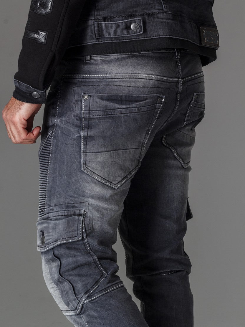 CD446 Men's slim-fit jeans with elasticated cuffs at the hem