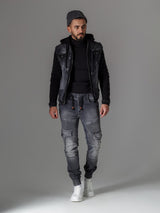 CD446 Men's slim-fit jeans with elasticated cuffs at the hem