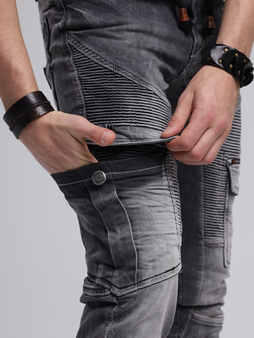 CD446 Men's slim-fit jeans with elasticated cuffs at the hem