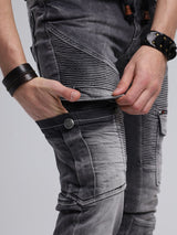 CD446 Men's slim-fit jeans with elasticated cuffs at the hem